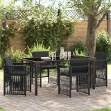 vidaXL Set de masă pentru grădină 5 pcs Negru Rattan poli