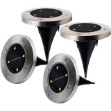 Set 4 lampi solare cu 4 LED-uri si senzor de lumina Disk Lights, BELL+HOWELL