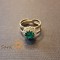 Inel Gradina Tainica , floare cu cristal verde, reglabil, placat cu aur 18K
