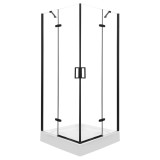 Cumpara ieftin Cabină de duș pătrată Flow Black cu ușă batantă 80 cm