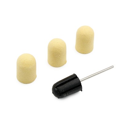 Set suport si 3 bucati smirghel rezerva pentru freza unghii, 16*25mm, galben, granulatie 120 foto