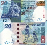 Bancnota Hong Kong 20 Dolari 2014 (HSCB) UNC, Neutilizata, Asia