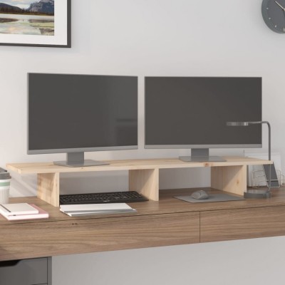vidaXL Suport pentru monitor, 100x27x15 cm, lemn masiv de pin foto