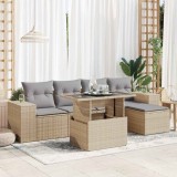 vidaXL Set canapele de grădină cu perne, 6 piese, bej, poliratan 3326780