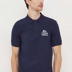 Lacoste tricou polo barbati, culoarea albastru marin, cu imprimeu