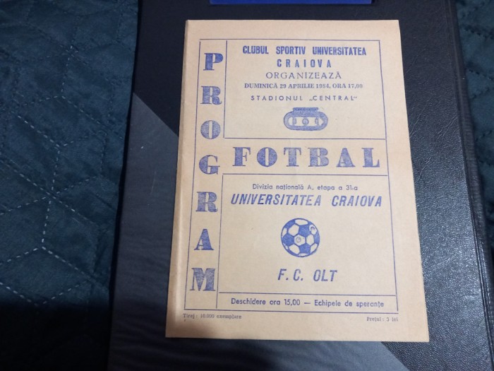 Program U Craiova - F C Olt