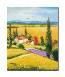 Cumpara ieftin Tablou pictat manual, Peisaj cu floarea soarelui si lavanda, 50x40cm ulei pe panza, Constantin Feraru