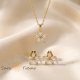 Cumpara ieftin Set Floarea Luminii , Set bijuterii placat cu aur 14K cu cristale zirconia