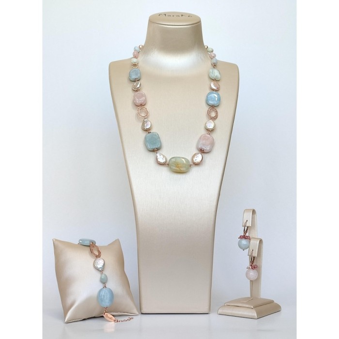 Set Dynamic din acvamarin multicolor și perle