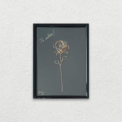 Te iubesc &amp;ndash; tablou placat cu aur cu mesaj, 14&amp;times;19 cm-cod 4306 foto