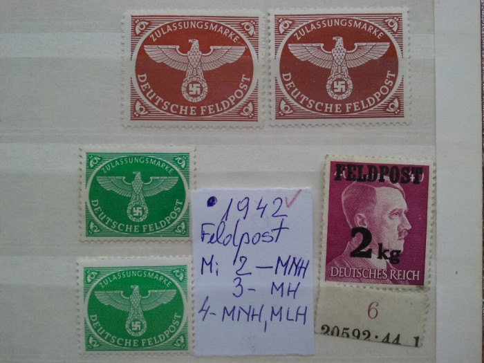 1942-Feldpost -Mi=2,3,4-MLH+MNH+MH