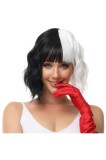 Perucă scurtă cu șuvițe Cruella Deville cu franjuri din păr sintetic &ndash; multicolor