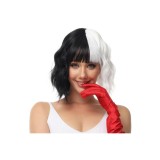 Perucă scurtă cu șuvițe Cruella Deville cu franjuri din păr sintetic &ndash; multicolor