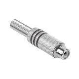 Mufa RCA Mama Metalica, Montare Cablu, Lipire, Manson Negru, Diametru 5mm