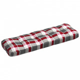 Pernă canapea din paleți, roșu &icirc;n carouri, 120x40x10 cm, vidaXL