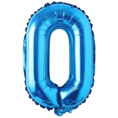Balon din folie metalizata, Cifra 0, aniversare, 80 cm, Albastru
