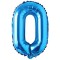Balon din folie metalizata, Cifra 0, aniversare, 80 cm, Albastru