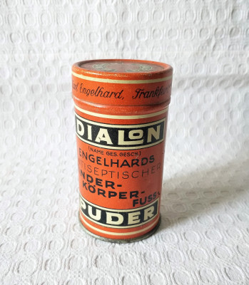 Cutie veche de colectie Dialon, cutie medicamente pudra pentru copii foto