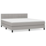 Cumpara ieftin Pat continental cu saltea, gri deschis, 160x200 cm, textil
