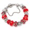 Brățară zodia Scorpion tip Pandora, suflată cu argint cu strasuri montate &icirc;n charmuri, inox solid de calitate roșu 19 cm