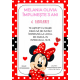 Set 10 invitatii aniversare zi de nastere Minnie Mouse, fetita, unicorn plus