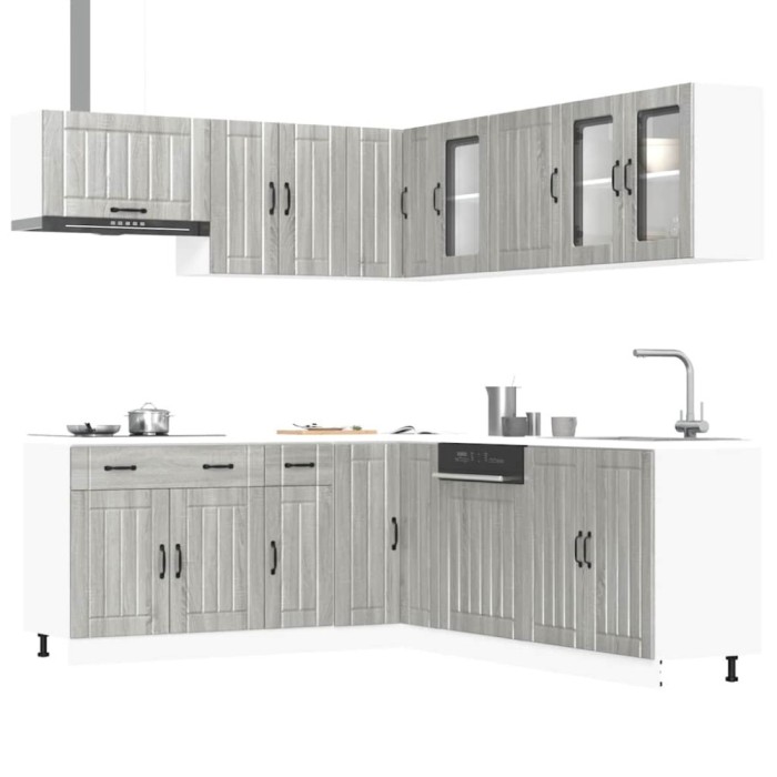 vidaXL Set de dulapuri de bucătărie 11 piese &bdquo;Lucca&rdquo; lemn Sonoma gri