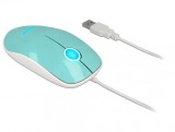 Mouse optic pe USB cu LED 3 butoane turcoaz, Delock 12538