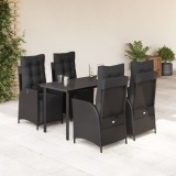 vidaXL Set mobilier de grădină cu perne, 5 piese, negru, poliratan