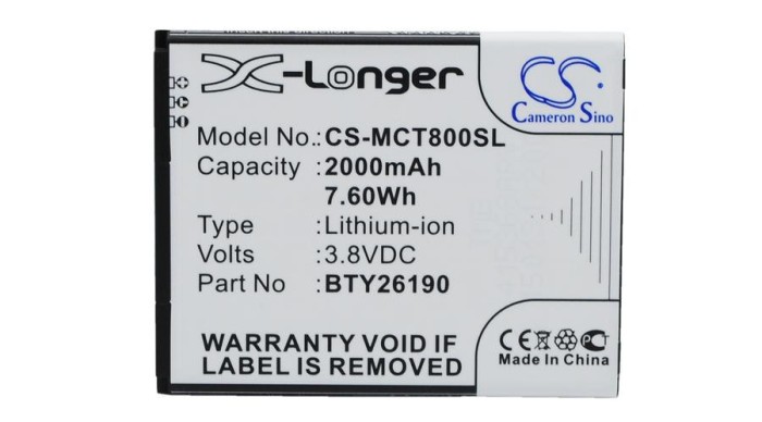 Cameron Sino 2000mAh Mobistel Cynus T8 Baterie