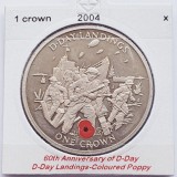 2906 Gibraltar 1 Crown 2004 Elizabeth II (D-Day Landings-Coloured Poppy) km 1143, Europa