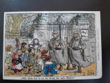 Carte postala, desen soldati si copii, inceput de secol XX