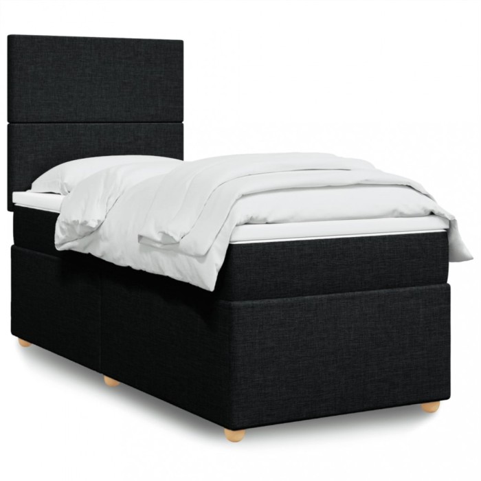vidaXL Pat box spring cu saltea, negru, 100x200 cm, textil 3293486