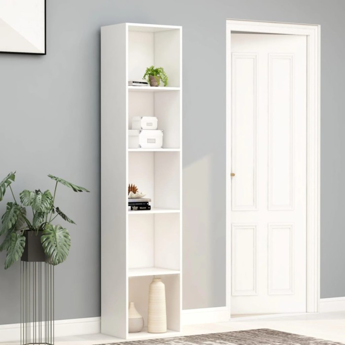 Bibliotecă, alb, 40x30x189 cm, lemn prelucrat