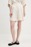 Answear Lab pantaloni scurți cu in culoarea bej, neted, high waist
