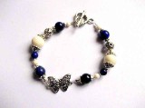 Bratara lapis lazuli si coral alb, bratara femei 32739