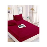 Cumpara ieftin Husa De Pat Tricot Cu Elastic + 2 Fete De Perna Pentru Pat Dublu, Bordo - JO968