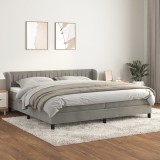 Gossi pat box spring cu saltea, gri deschis, 200x200 cm, catifea
