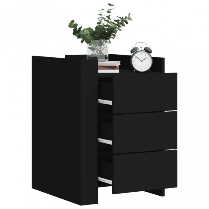 Gossi noptiera, negru, 45x50x65 cm, lemn prelucrat