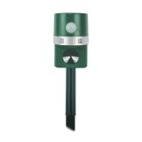 Aparat solar impotriva daunatorilor, cu ultrasunete, lumina LED, pentru gradina, cu tarus, buton on/off, verde