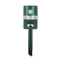 Aparat solar impotriva daunatorilor, cu ultrasunete, lumina LED, pentru gradina, cu tarus, buton on/off, verde