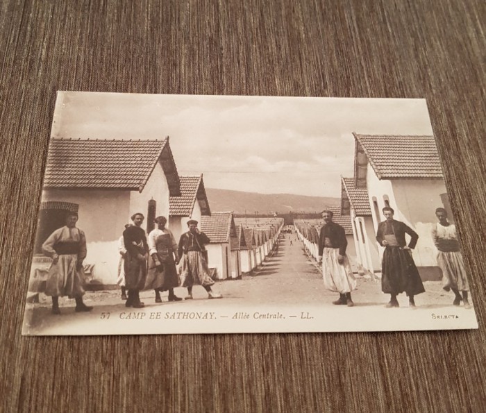 Carte Poștală Veche &ndash; Camp EE Sathonay, Zouavi &icirc;n Uniformă, Franța, Primul Război Mondial, Circulată,(posibil perioada 1915)