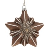 Cumpara ieftin Ornament brad Craciun Steluta sticla aurie alba 10x8x9 cm