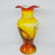 Vaza sticla chinezeasca vintage - SNOWFLAKES (Dalian glass) anii 1960