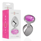 INTENSE - ALUMINUM METAL ANAL PLUG WITH PINK CRYSTAL SIZE S, INTENSE ANAL TOYS