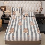 Cumpara ieftin Husa de Pat Cocolino cu Elastic si 2 Fete de Perna 50x70cm,180x200cm,Alba Gri cu Ursuleti-D166