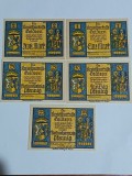 5 bancnote Notgeld emise &icirc;n anul 1921 de Casa de Economii Districtuală din Geldern, Germania
