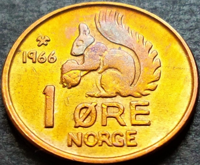 Moneda 1 ORE - NORVEGIA, anul 1966 * cod 143 A