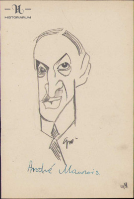 HST 160S Caricatura Andre Maurois anii 1930 Geo Dumitrescu semnata foto