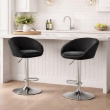 Set 2 scaune de bucatarie/bar, Artool, East, rotativ, catifea neagra, picior metal argintiu, 53x46x81-103 cm GartenVIP DiyLine