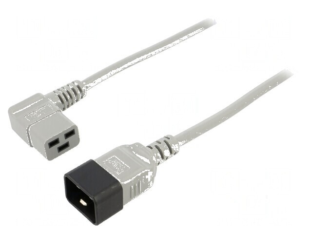 Cablu 3x1,5mm2 IEC C19 mamă unghiat la IEC C20 tată 3m gri